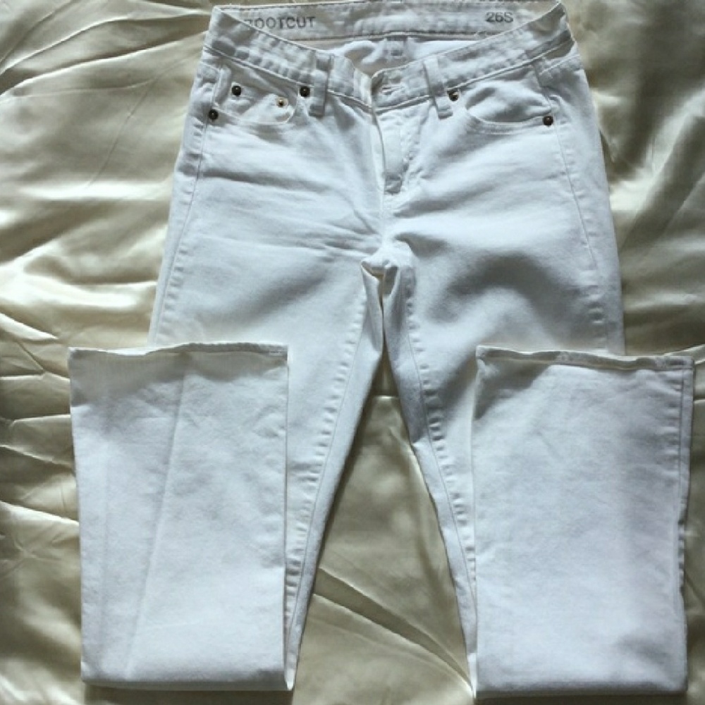 White boot cut j crew jeans